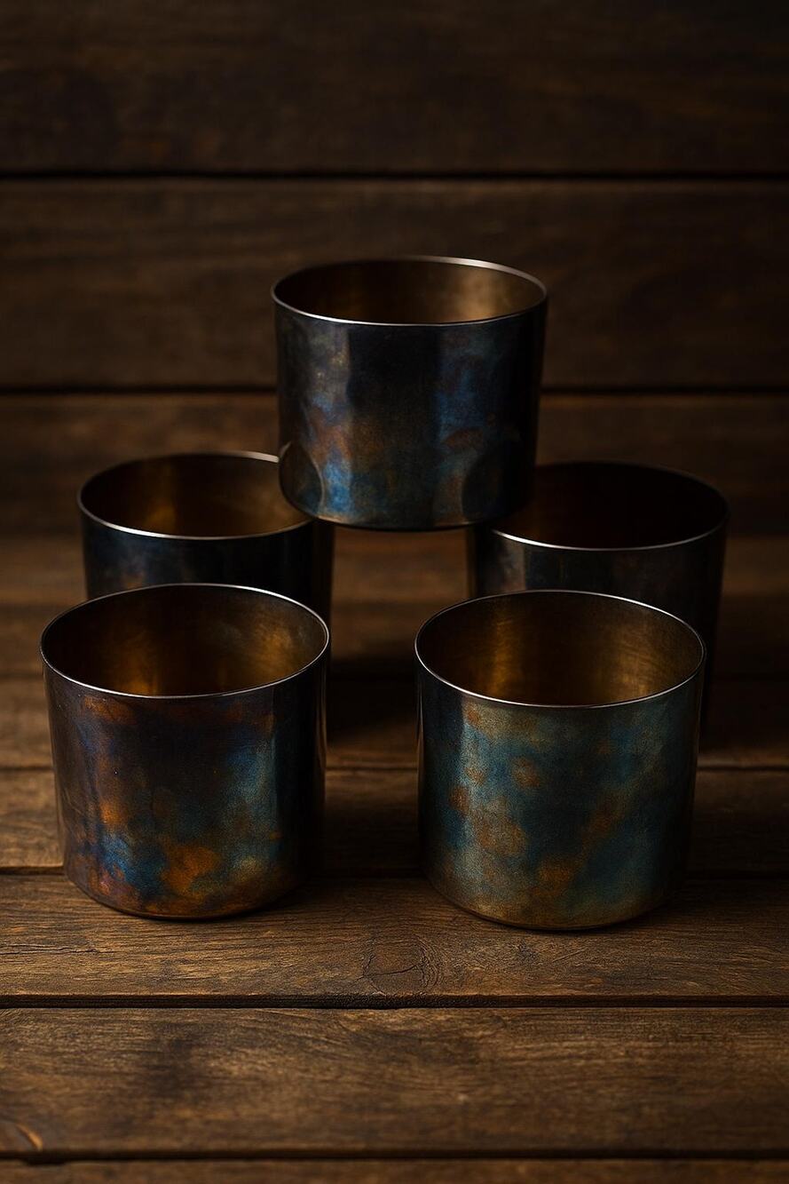 Vintage Patina Silver-Plated Cups – Valero E.P.B. Spain, Set of 5